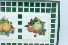 Load image into Gallery viewer, Vintage-Style Ceramic Tile Serving Tray – Green & White Fruit Design (Pears & Apples) – Handcrafted 2010