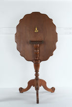 Load image into Gallery viewer, Vintage Scalloped Tilt Top Side Table with Turned Pedestal Base