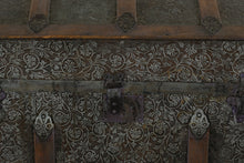 Load image into Gallery viewer, Antique Dome Top Steamer Trunk with Embossed Tin Panels