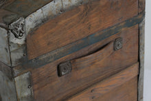 Load image into Gallery viewer, Antique Dome Top Steamer Trunk with Embossed Tin Panels
