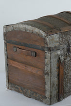 Load image into Gallery viewer, Antique Dome Top Steamer Trunk with Embossed Tin Panels