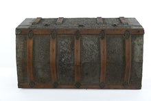 Load image into Gallery viewer, Antique Dome Top Steamer Trunk with Embossed Tin Panels