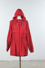 Load image into Gallery viewer, Tommy Hilfiger Womens Medium Red Hooded Logo Tape Windbreaker Rain Jacket