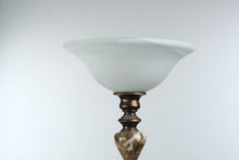 Load image into Gallery viewer, Torchiere Floor Lamp Bronze Finish Frosted Glass Shade Marble Accent
