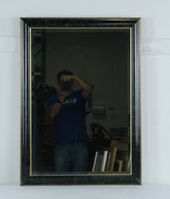 Load image into Gallery viewer, Black & Gold Framed Wall Mirror – Hollywood Regency Style, Rectangular Decor Mirror