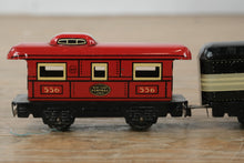 Load image into Gallery viewer, Vintage Marx Wind-Up Tin Train Set – Pennsylvania, New York Central, Caboose No. 536 + Track & Key