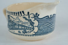 Load image into Gallery viewer, Royal Currier and Ives Blue Creamer Train Scene Made in USA