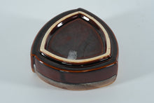 Load image into Gallery viewer, Mid-Century Drip Glaze Ceramic Ashtray – Brown & Tan Triangular Form (5.5”)