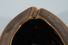 Load image into Gallery viewer, Mid-Century Drip Glaze Ceramic Ashtray – Brown & Tan Triangular Form (5.5”)