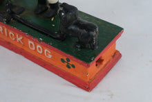 Load image into Gallery viewer, Trick Dog Cast Iron Mechanical Bank Clown Barrel Coin Bank