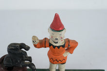 Load image into Gallery viewer, Trick Dog Cast Iron Mechanical Bank Clown Barrel Coin Bank