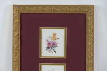 Load image into Gallery viewer, Modern Triple Floral Print Wall Art – 8.5" x 15.25" Gold Frame with Burgundy Mat