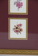 Load image into Gallery viewer, Modern Triple Floral Print Wall Art – 8.5" x 15.25" Gold Frame with Burgundy Mat