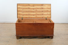 Load image into Gallery viewer, Vintage Cedar Blanket Chest Storage Trunk with Lift Top and Carved Base