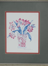 Load image into Gallery viewer, Modern Triple Floral Print Wall Art – 8.5" x 15.25" Gold Frame with Burgundy Mat (Copy)