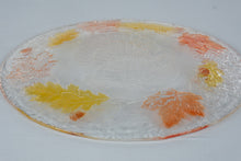 Load image into Gallery viewer, Turkey Thanksgiving Glass Serving Platter 13 Inch Fall Leaves and Acorns
