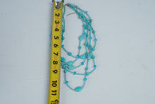 Load image into Gallery viewer, Turquoise Blue Multi Strand Beaded Necklace Crystal Accents Boho Statement Jewelry