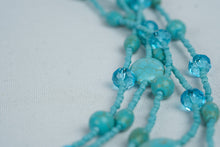 Load image into Gallery viewer, Turquoise Blue Multi Strand Beaded Necklace Crystal Accents Boho Statement Jewelry