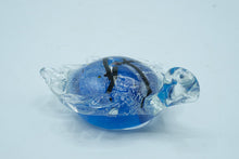 Load image into Gallery viewer, Hand-Blown Art Glass Turtle Figurine, Blue Speckled Glass with Clear Applied Fins