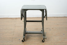 Load image into Gallery viewer, Vintage Industrial Metal Drop Leaf Rolling Table with Foot Brake
