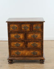 Load image into Gallery viewer, Burlwood-Style Nightstand with Decorative Brass Hardware