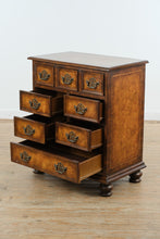 Load image into Gallery viewer, Burlwood-Style Nightstand with Decorative Brass Hardware