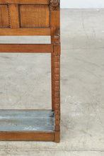 Load image into Gallery viewer, Antique Oak Umbrella Stand Carved Faces Barley Twist Zinc Drip Tray Hall Stand