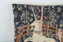 Load image into Gallery viewer, Medieval Unicorn Tapestry Decorative Throw Pillow Floral Fantasy 13.5 Inch