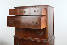 Load image into Gallery viewer, Vintage Union National Mahogany Secretary Chest with Drop Front Desk and Flame Grain Drawers