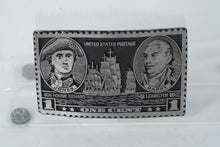 Load image into Gallery viewer, U.S. Postage Stamp Belt Buckle – “Bon Homme Richard & Lexington” Naval Design, One Cent Reproduction