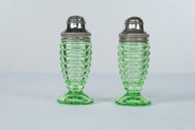 Load image into Gallery viewer, Hazel Atlas 3530 Green Depression Glass Salt Pepper Shakers 1930s