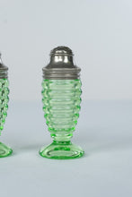 Load image into Gallery viewer, Hazel Atlas 3530 Green Depression Glass Salt Pepper Shakers 1930s