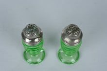 Load image into Gallery viewer, Hazel Atlas 3530 Green Depression Glass Salt Pepper Shakers 1930s