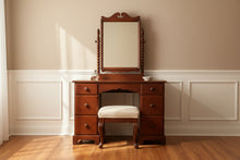 Load image into Gallery viewer, Antique Mahogany Vanity with Adjustable Mirror and Six Drawers