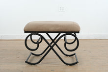 Load image into Gallery viewer, Metal Base Upholstered Bench with Scroll Design Frame