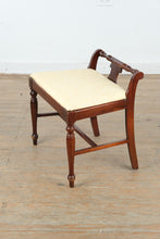Load image into Gallery viewer, Traditional Mahogany Upholstered Vanity Bench with Turned Spindle Back