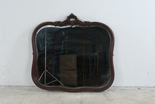Load image into Gallery viewer, Antique Mahogany Vanity Mirror Beveled Glass Carved Wood Frame 36 by 34