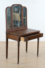 Load image into Gallery viewer, Antique Mahogany Vanity Dressing Table with Tri Fold Mirror