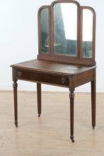 Load image into Gallery viewer, Antique Mahogany Vanity Dressing Table with Tri Fold Mirror