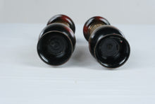 Load image into Gallery viewer, Pair of Vintage Brass Vases Black Gold Floral Engraved 7 Inch Made in India Style