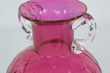Load image into Gallery viewer, Fenton Cranberry Diamond Optic Double Handled Vase 7 Inch Art Glass