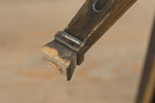 Load image into Gallery viewer, Vintage Black Leather Upholstered Bench with Embossed Hotel Crest and Wood Base, Raleigh NC