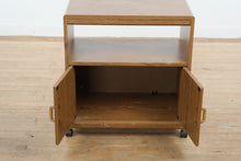 Load image into Gallery viewer, Mid-Century Style Oak-Look Rolling Cabinet with Storage
