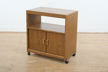 Load image into Gallery viewer, Mid-Century Style Oak-Look Rolling Cabinet with Storage