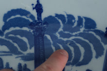 Load image into Gallery viewer, Large 18" Victoria Ware Ironstone Bowl – Blue & White Scenic Transferware with Village Landscape – Antique English Charger
