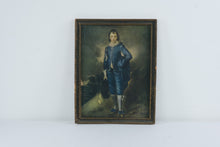 Load image into Gallery viewer, Vintage Blue Boy Portrait Print Patina Wood Frame 18 Inch Traditional Wall Art