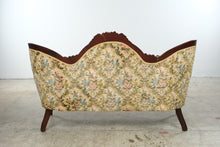 Load image into Gallery viewer, Capitol Victorian Furniture Co. Floral Upholstered Carved Wood Settee