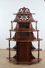 Load image into Gallery viewer, Victorian-Style Carved Étagère Cabinet with Glass Panels & Tiered Shelving