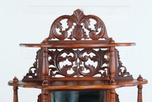 Load image into Gallery viewer, Victorian-Style Carved Étagère Cabinet with Glass Panels & Tiered Shelving