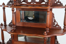 Load image into Gallery viewer, Victorian-Style Carved Étagère Cabinet with Glass Panels & Tiered Shelving